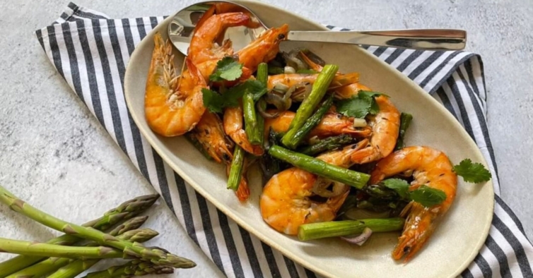 Entry shrimp and asparagus